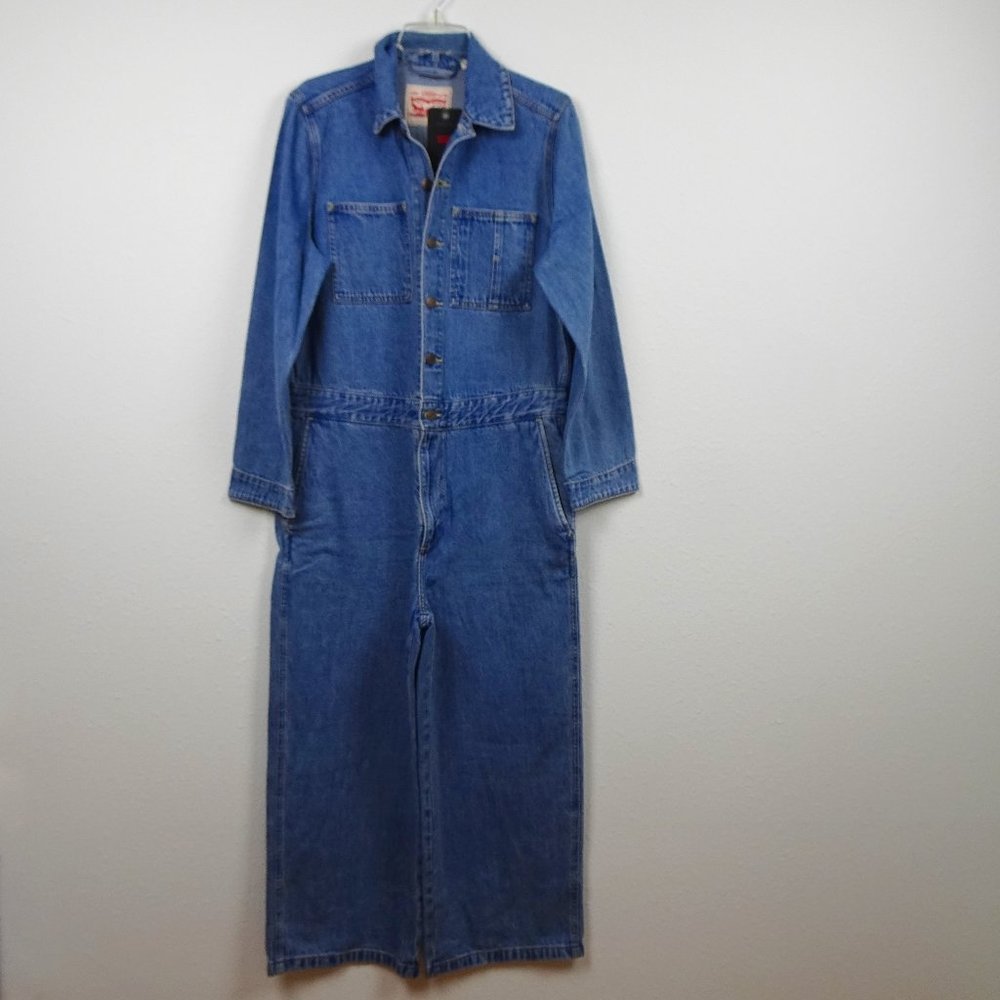 Levi's Denim Jumpsuit Women's Size M Coveralls Blue Denim One Piece Wide Leg